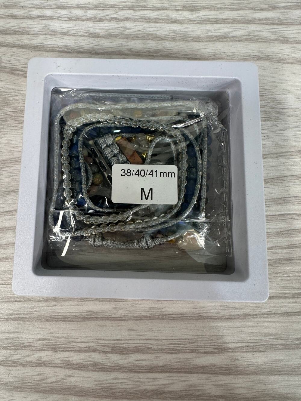 Handmade Sodalite Agate Beads Apple Watch Strap Sz M Blue Vegan Leather 38-41 mm
